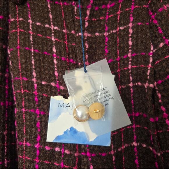 Majorelle Brown Pink Tweed Pants Gold and Pearl Button Xsmall NWT - Picture 3 of 9